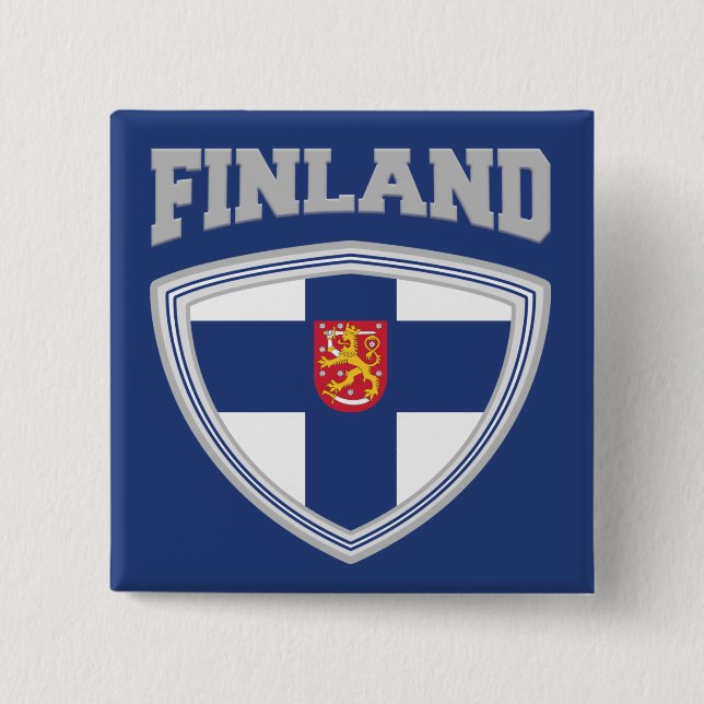 Badge Carré 5 Cm Bouclier et emblème de drapeau de Finlande (Devant)