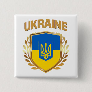Badge Carré 5 Cm Bouclier et emblème du drapeau ukrainien