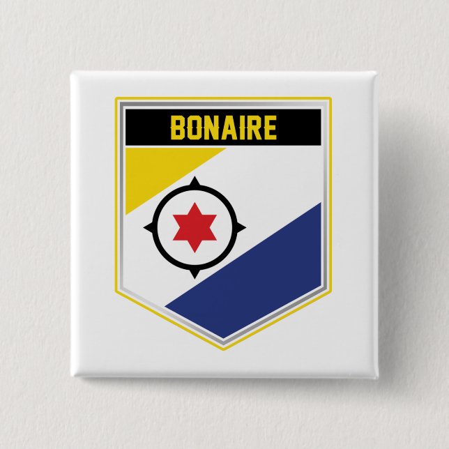 Badge Carré 5 Cm Bouclier indicateur Bonaire (Devant)