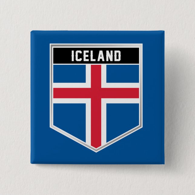 Badge Carré 5 Cm Bouclier indicateur Islande (Devant)