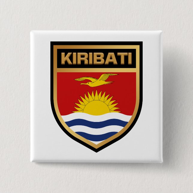 Badge Carré 5 Cm Bouclier indicateur Kiribati (Devant)