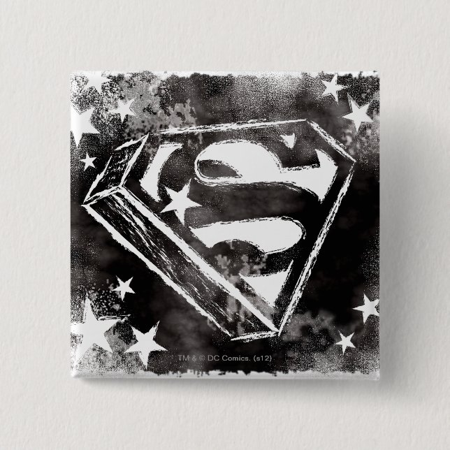 Badge Carré 5 Cm Bouclier S avec étoiles (Devant)