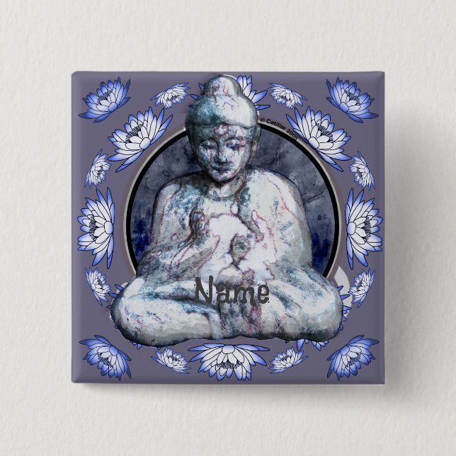 Badge Carré 5 Cm Bouddha Breathe (Devant)