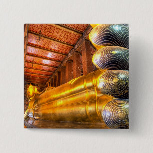 Badge Carré 5 Cm Bouddha géant couché à l'intérieur du temple, Wat 