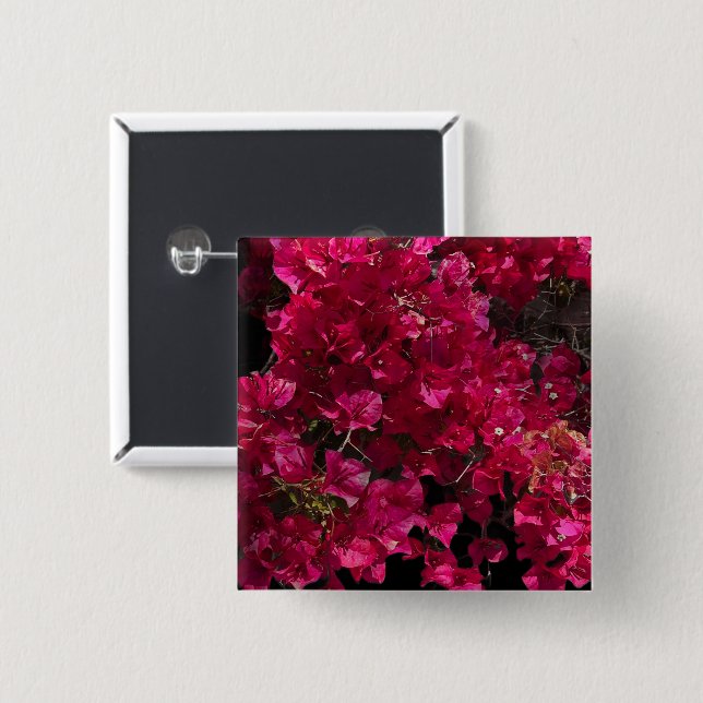 Badge Carré 5 Cm Bougainvillea Arbuste de vinification Tropical Rou (Devant & derrière)