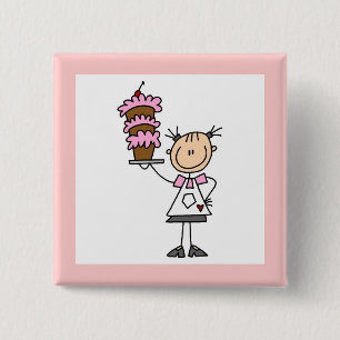 Badge Carré 5 Cm Boulangère Bonhomme Féminin