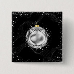 Badge Carré 5 Cm Boule de disco élégante Ornement de Noël