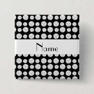 Badge Carré 5 Cm Boules noires nommées personnalisées de volleyball