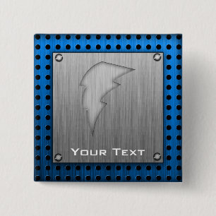 Badge Carré 5 Cm Boulon de foudre balayé de Métal-regard