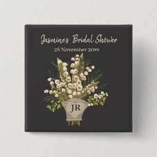 Badge Carré 5 Cm Bouquet de muguet Shower de mariage 