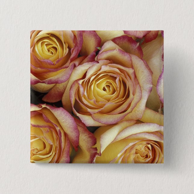 Badge Carré 5 Cm Bouquet de roses (Devant)