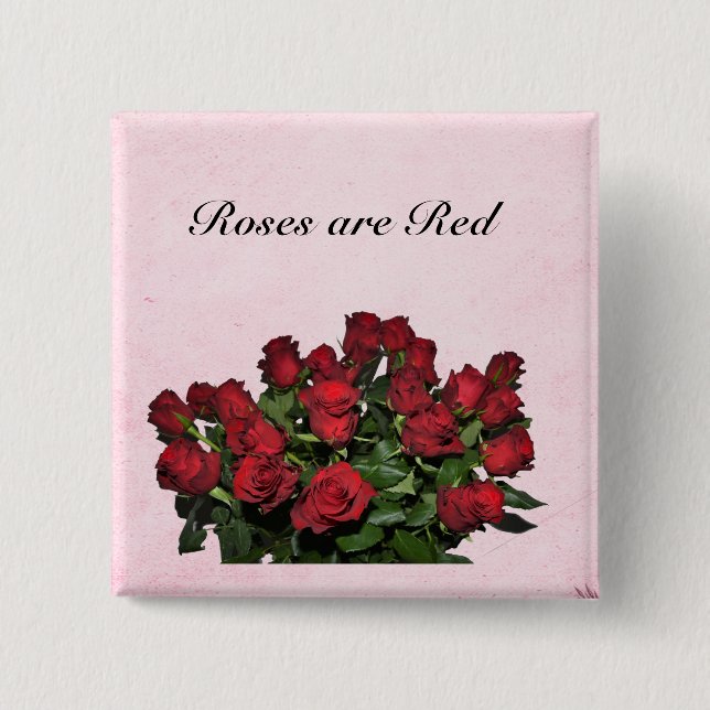 Badge Carré 5 Cm Bouquet de roses rouges (Devant)