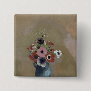Badge Carré 5 Cm Bouquet des anémones