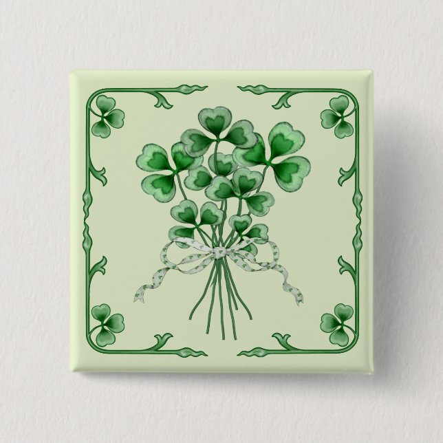 Badge Carré 5 Cm Bouquet shamrock 2 (Devant)