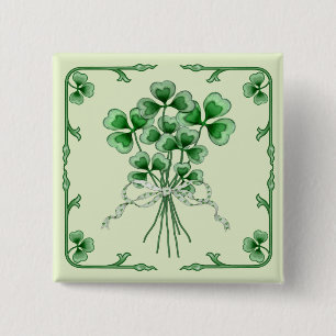 Badge Carré 5 Cm Bouquet shamrock 2