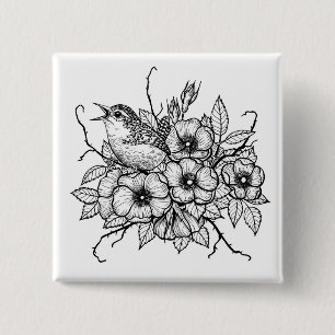 Badge Carré 5 Cm Bouquet Wren