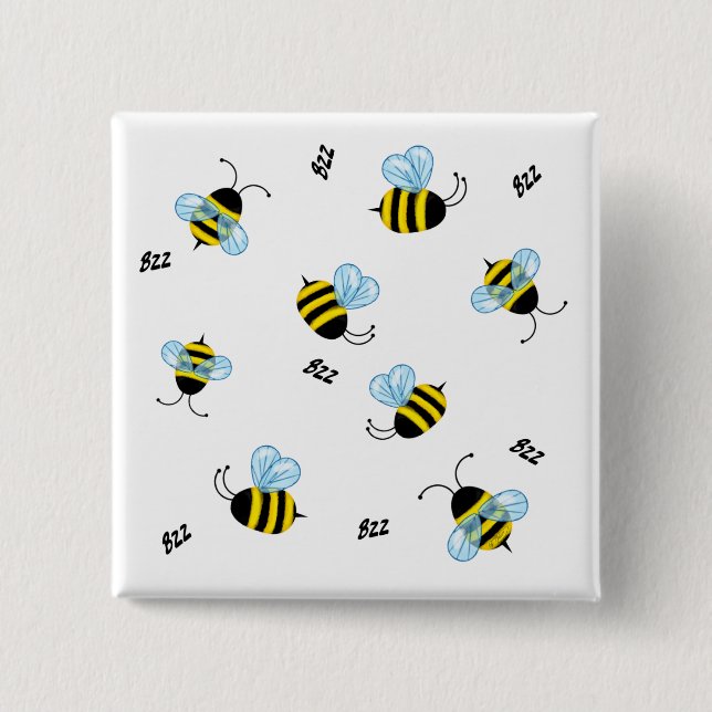 Badge Carré 5 Cm Bousculant bourdonnement les abeilles (Devant)