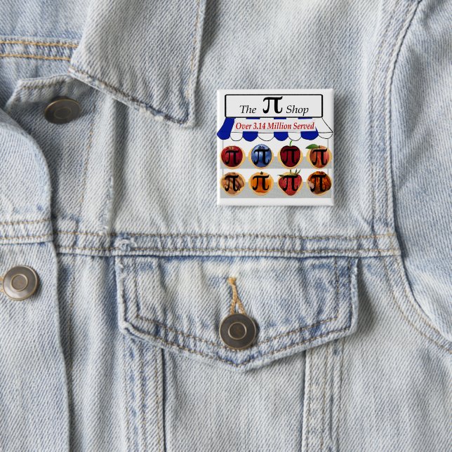 Badge Carré 5 Cm Boutique de Pi (En situation)