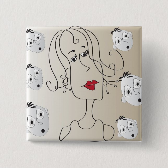 Badge Carré 5 Cm Bouton (Devant)