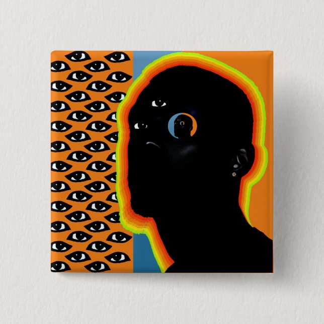 Badge Carré 5 Cm Bouton (Devant)