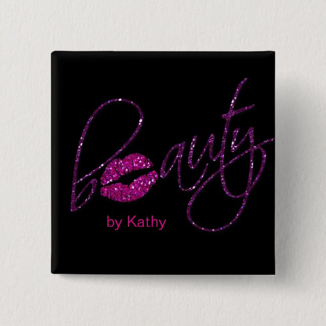 Badge Carré 5 Cm Bouton 2 de cheveux d'ongle de salon de (Devant)