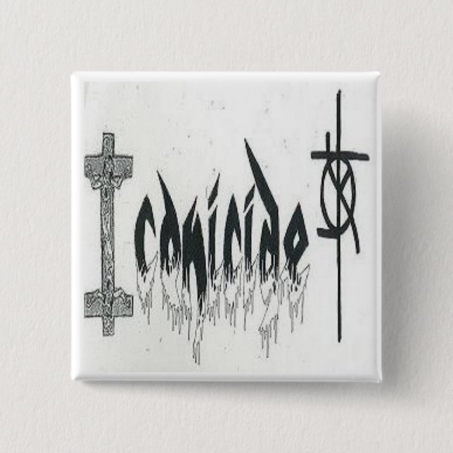 Badge Carré 5 Cm Bouton #2 de logo d'Iconicide (Devant)