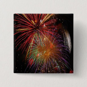 Badge Carré 5 Cm Bouton 4 juillet Fireworks