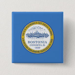 Badge Carré 5 Cm Bouton à broche du drapeau de Boston, Massachusett