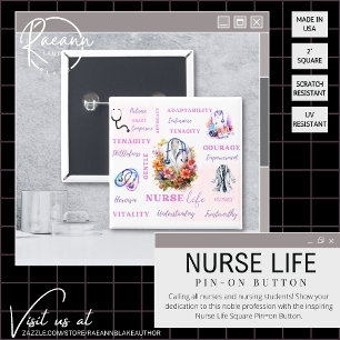Badge Carré 5 Cm Bouton à épingler Nurse Life Square