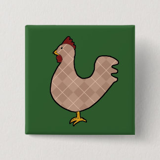 Badge Carré 5 Cm Bouton à motifs de losanges de coq d'art populaire