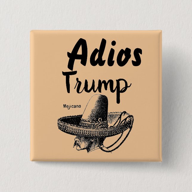 Badge Carré 5 Cm Bouton Adios Trump (Devant)