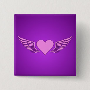 Badge Carré 5 Cm Bouton Ailes de l'amour, personnaliser