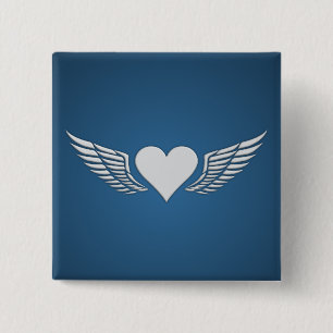 Badge Carré 5 Cm Bouton Ailes de l'amour, personnaliser