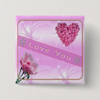 Badge Carré 5 Cm Bouton Aimer