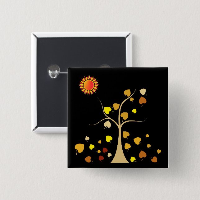 Badge Carré 5 Cm Bouton Aimer l'arbre (Devant & derrière)