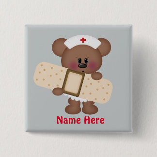 Badge Carré 5 Cm Bouton Ajouter un nom à l'infirmière de dessin