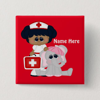 Badge Carré 5 Cm Bouton Ajouter un nom à l'infirmière de dessin