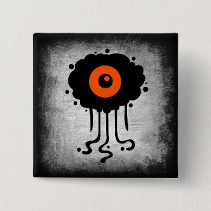 Badge Carré 5 Cm Bouton Alien Cyclope Halloween
