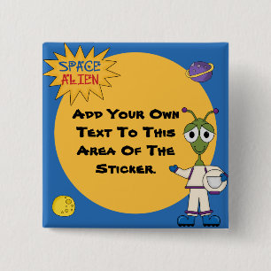 Badge Carré 5 Cm Bouton Alien Espace customisé