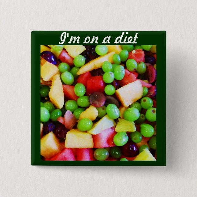 Badge Carré 5 Cm Bouton Alimentation Fruit_ (Devant)