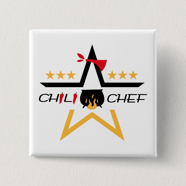 Badge Carré 5 Cm Bouton All-Star de chef de piment (Devant)