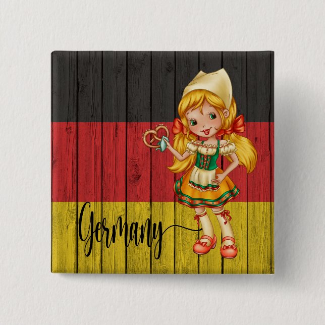 Badge Carré 5 Cm Bouton Allemagne (Devant)