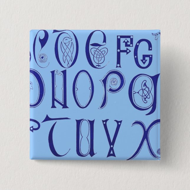 Badge Carré 5 Cm Bouton Alphabet (Devant)