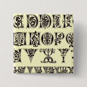 Badge Carré 5 Cm Bouton Alphabet