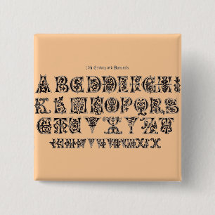 Badge Carré 5 Cm Bouton Alphabet