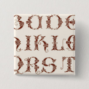 Badge Carré 5 Cm Bouton Alphabet