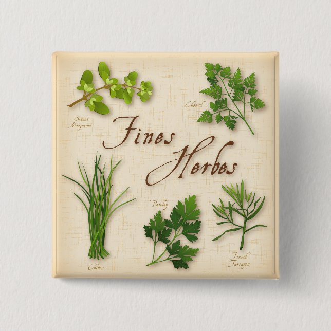 Badge Carré 5 Cm Bouton Amende Herbes (Devant)