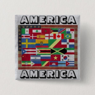 Badge Carré 5 Cm Bouton AMERICA AMERICA
