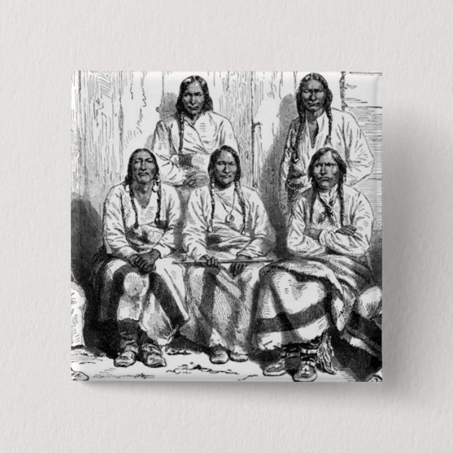 Badge Carré 5 Cm Bouton Amérindiens (Devant)
