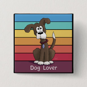 Badge Carré 5 Cm Bouton Amoureux des chiens festif
